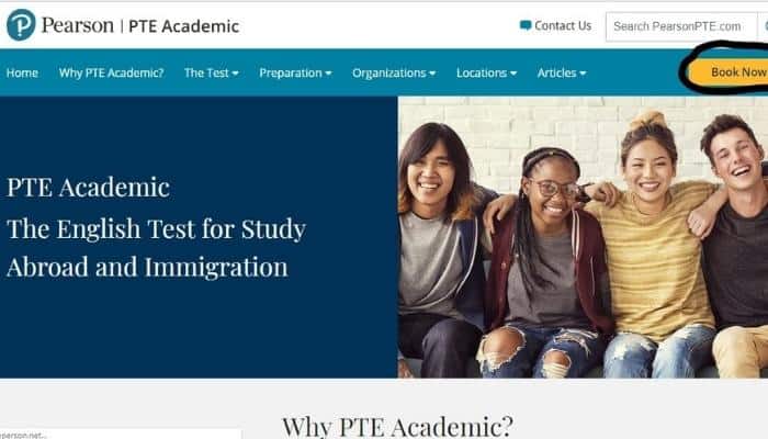 Sử dụng trang web chính thức của PTE để đăng ký thi